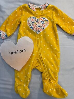 Carter's - Floral Newborn Fleece Onesie Sleeper - Yellow and Multicolor